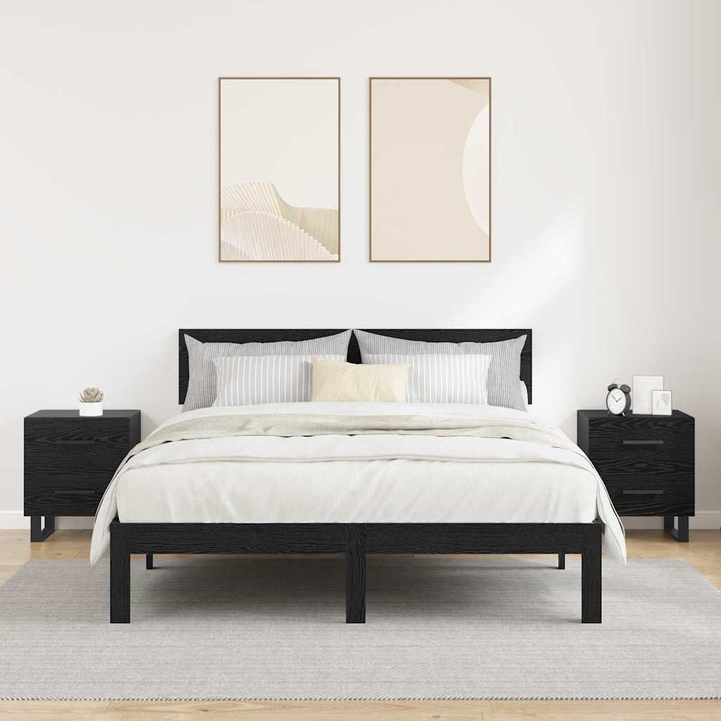 vidaXL Bedside Cabinet 2 pcs Black Oak 40 x 35 x 47.5 cm