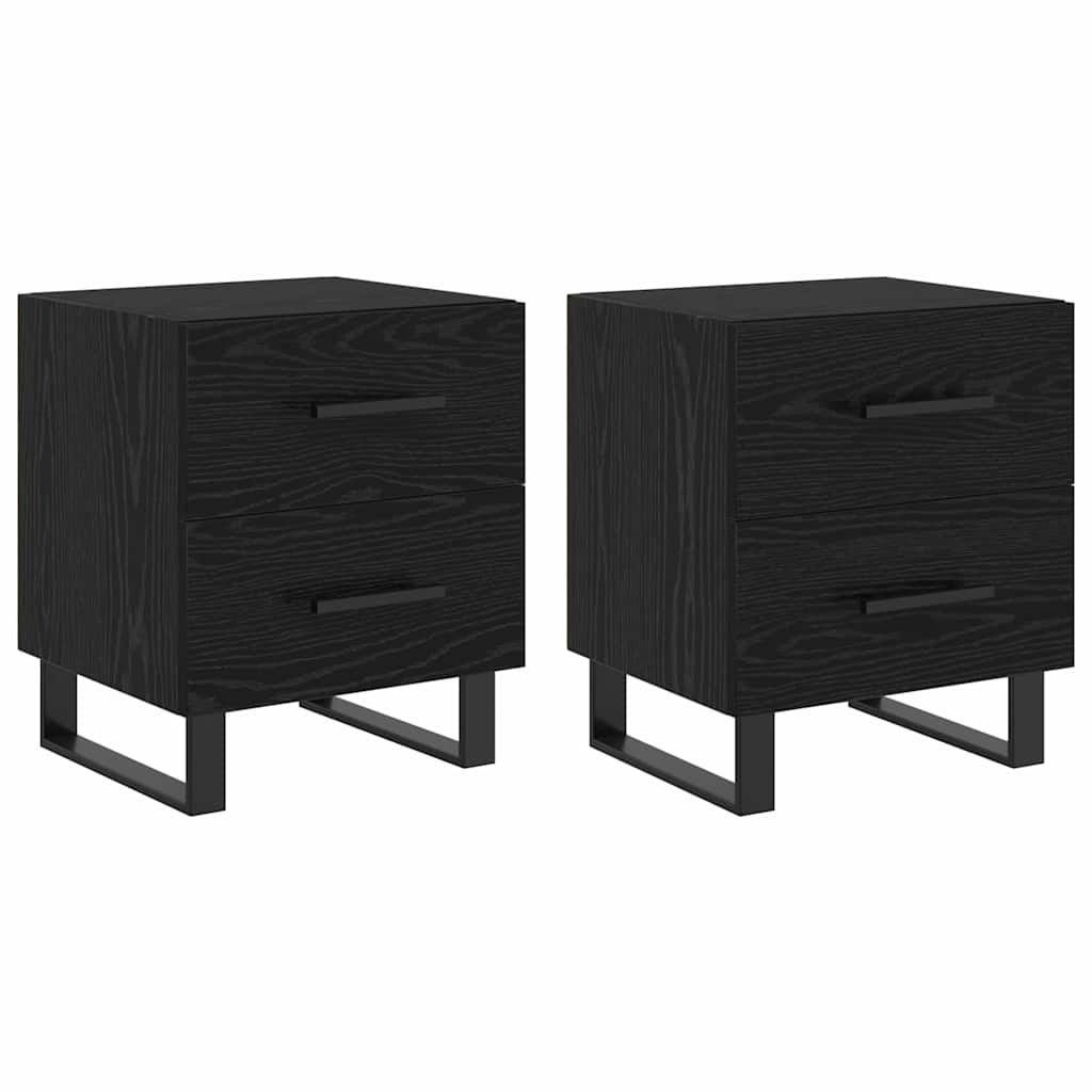 vidaXL Bedside Cabinet 2 pcs Black Oak 40 x 35 x 47.5 cm