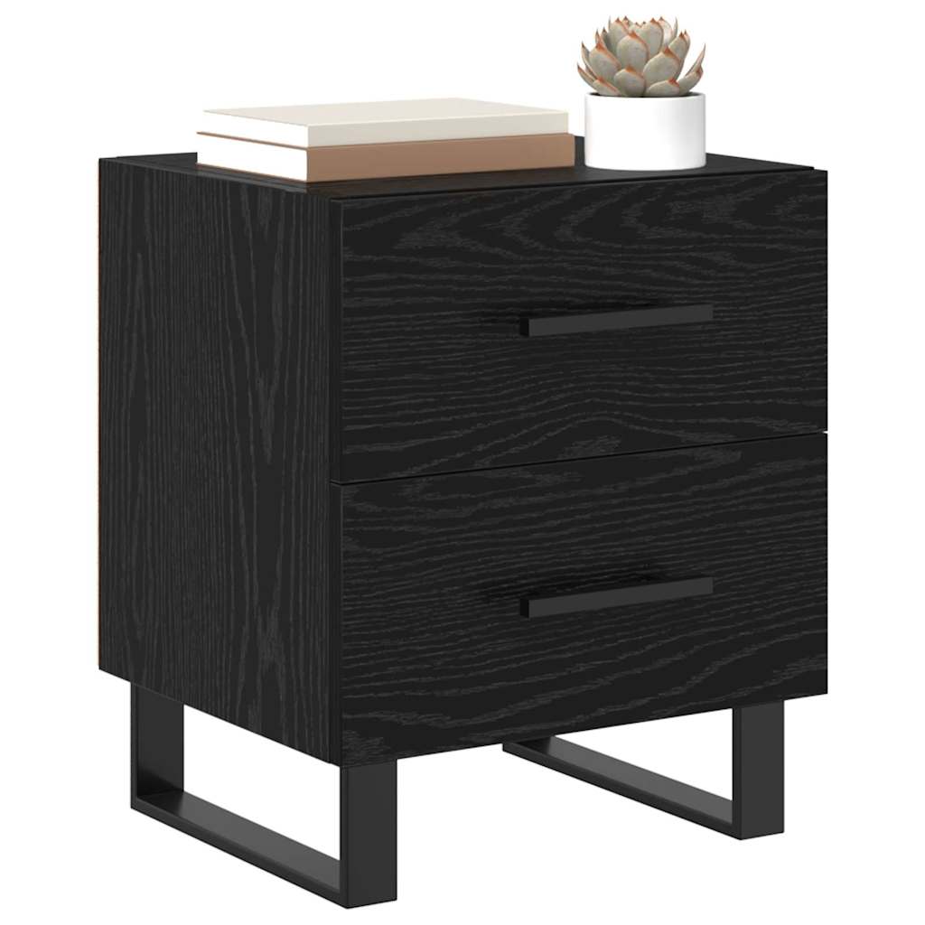 vidaXL Bedside Cabinet 2 pcs Black Oak 40 x 35 x 47.5 cm