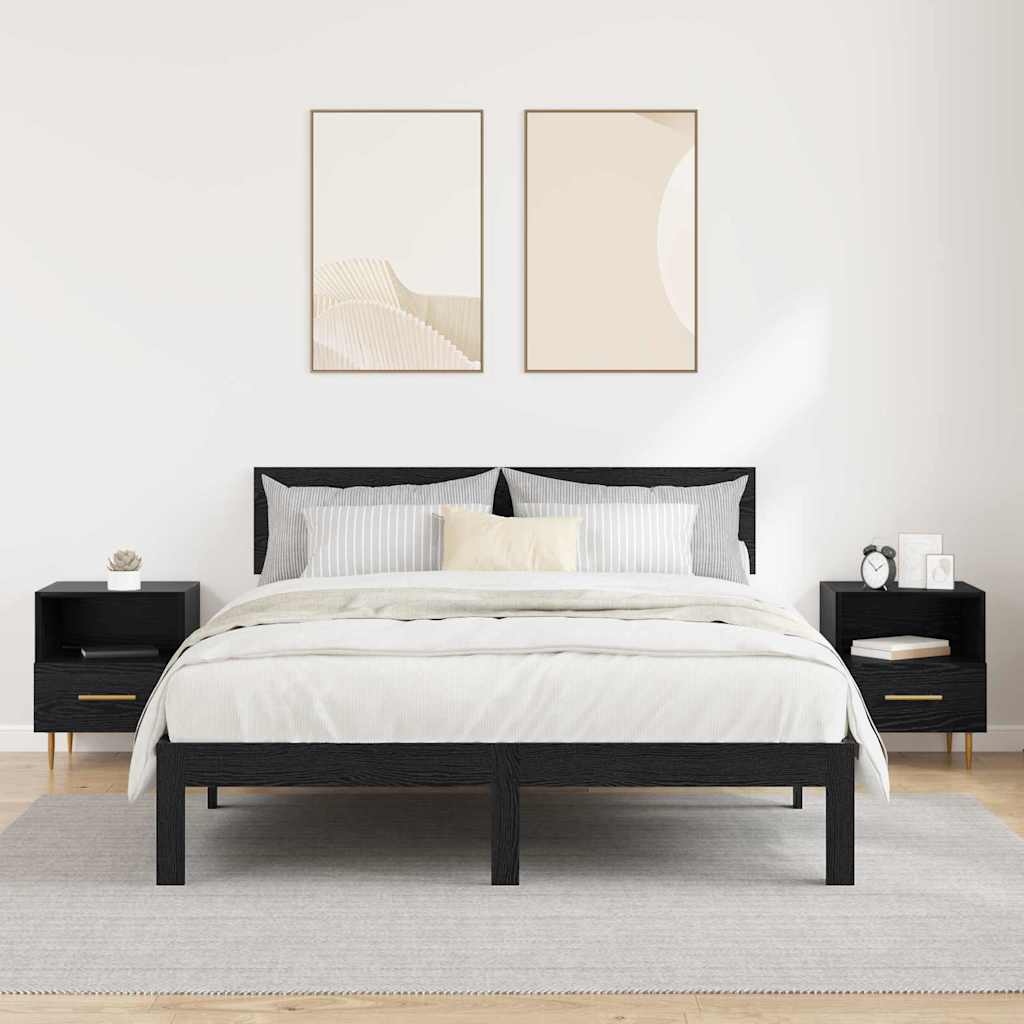vidaXL Bedside Table 2 pcs Black 40 x 35 x 47.5 cm Engineered Wood