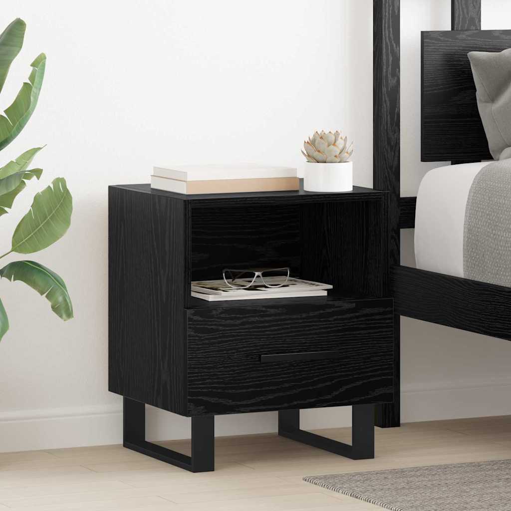 vidaXL Bedside Cabinet 2 pcs Black Oak 40 x 35 x 47.5 cm