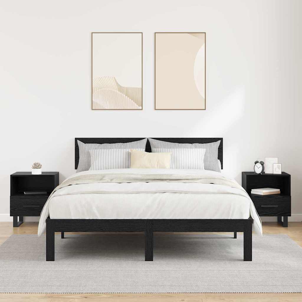 vidaXL Bedside Cabinet 2 pcs Black Oak 40 x 35 x 47.5 cm