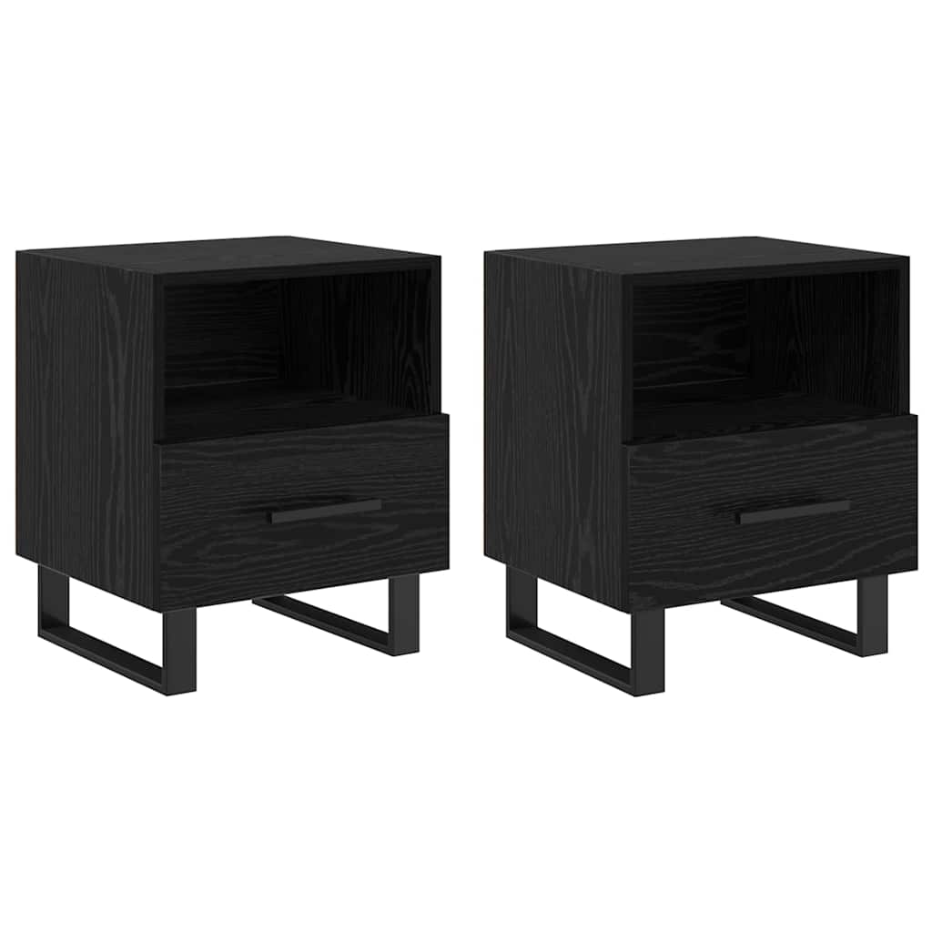 vidaXL Bedside Cabinet 2 pcs Black Oak 40 x 35 x 47.5 cm