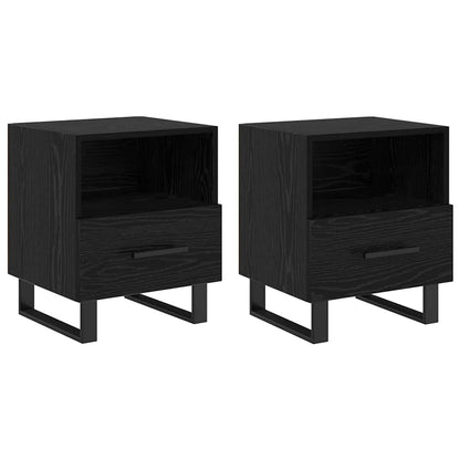vidaXL Bedside Cabinet 2 pcs Black Oak 40 x 35 x 47.5 cm