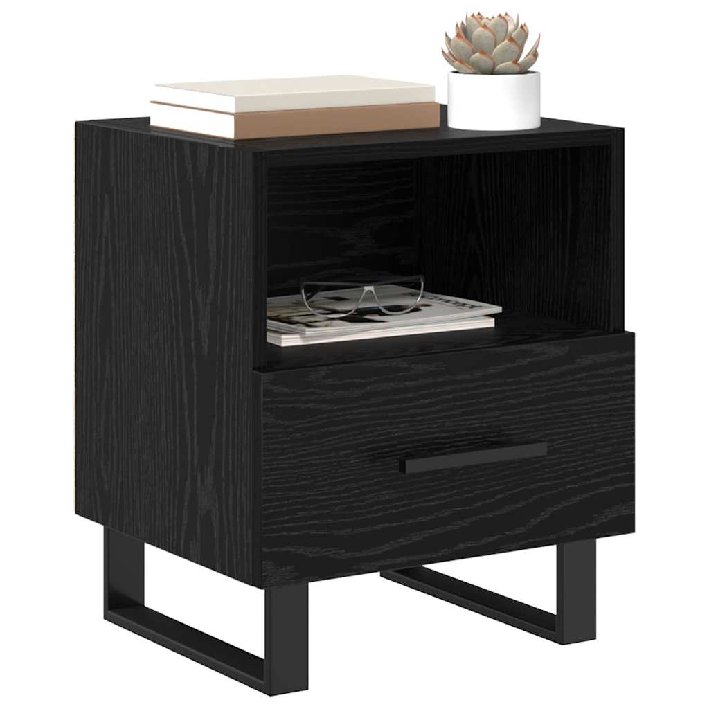 vidaXL Bedside Cabinet 2 pcs Black Oak 40 x 35 x 47.5 cm