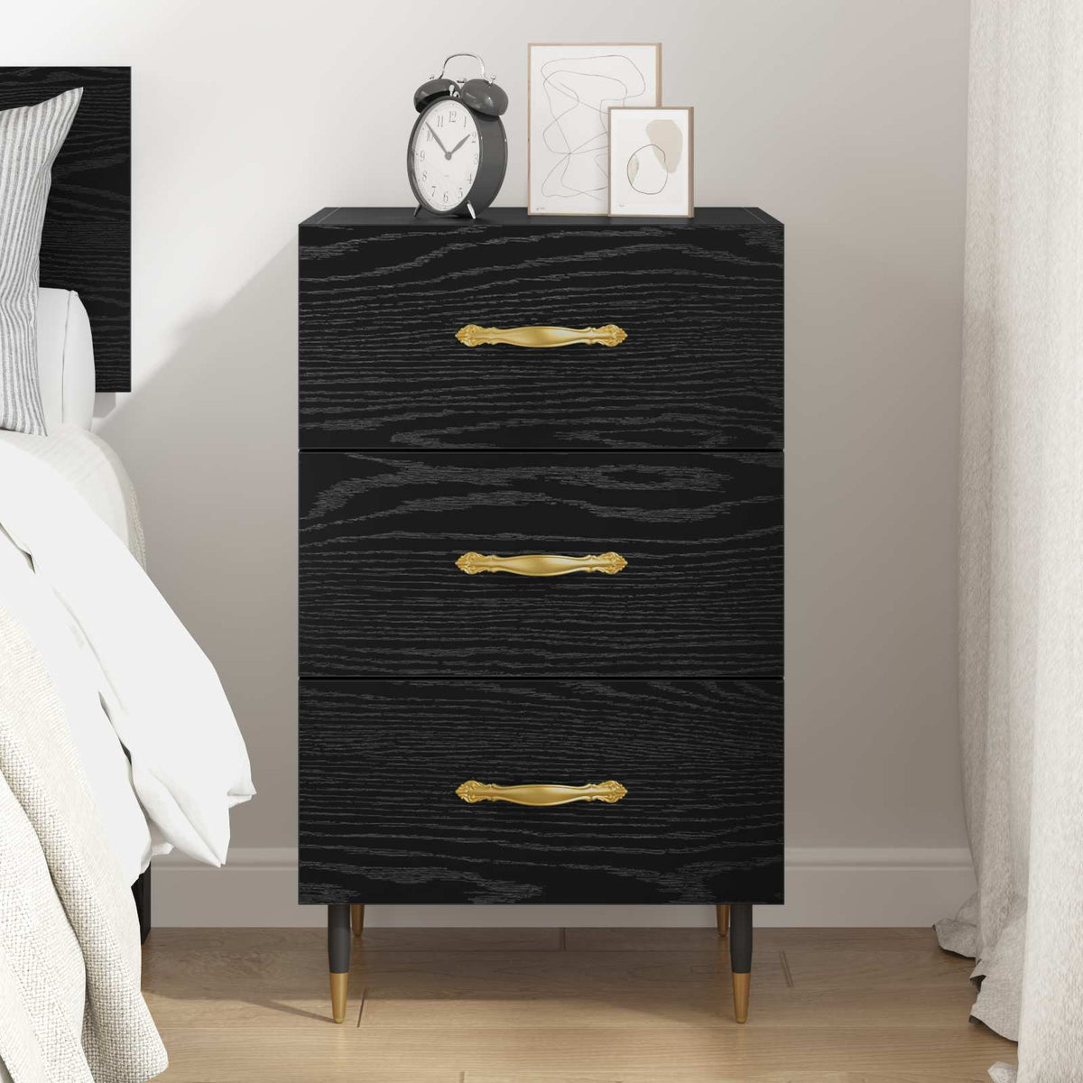 vidaXL Bedside Cabinet Black Oak 40 x 40 x 66 cm Engineered Wood
