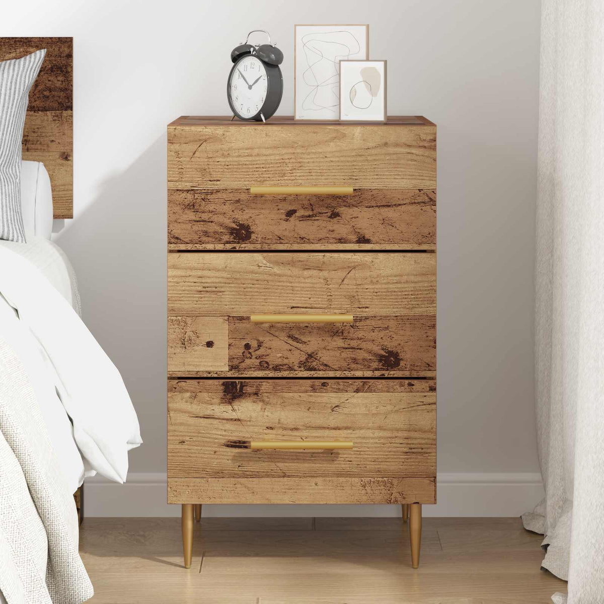 vidaXL Bedside Cabinet Old Wood 40 x 40 x 66 cm Engineered Wood