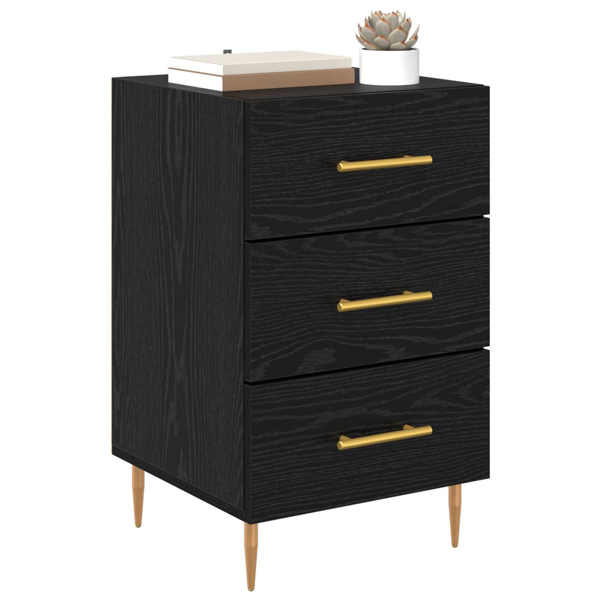 vidaXL Bedside Cabinet Black Oak 40 x 40 x 66 cm Engineered Wood