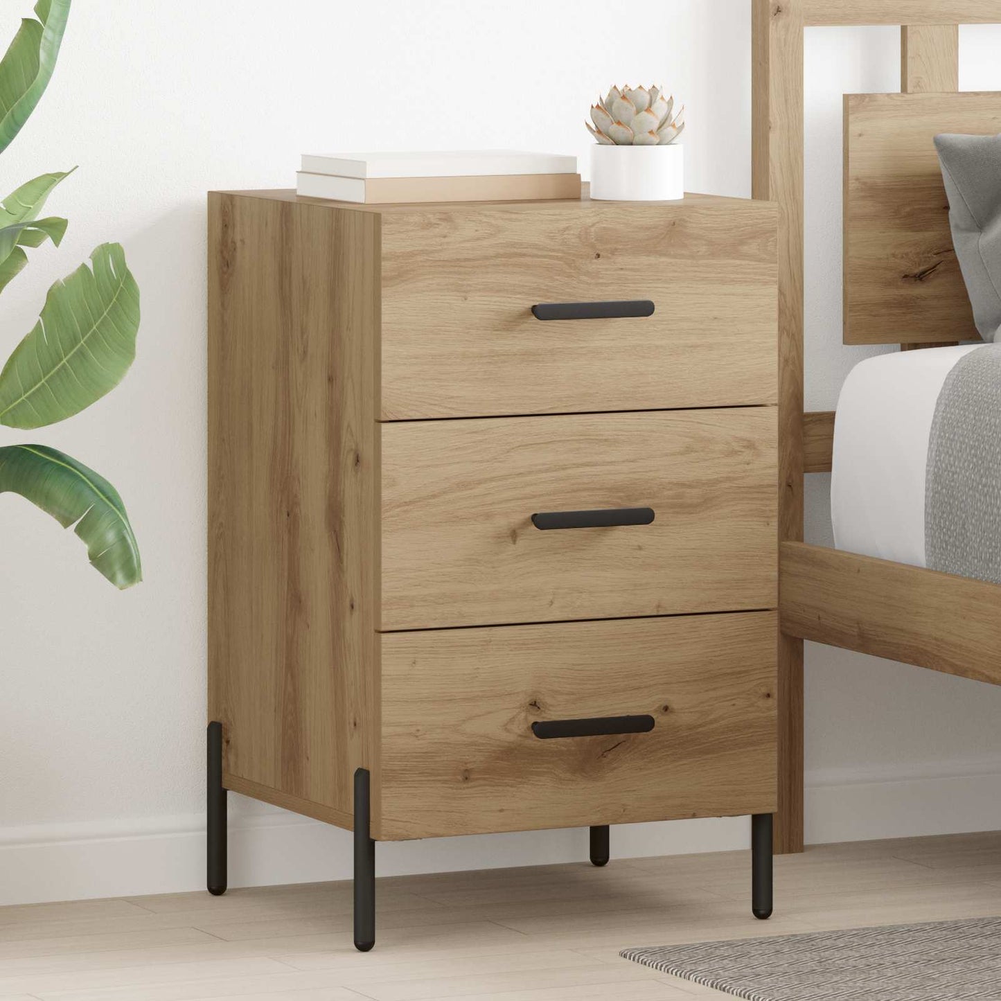 vidaXL Bedside Cabinet Artisan Oak 40 x 40 x 66 cm Engineered Wood