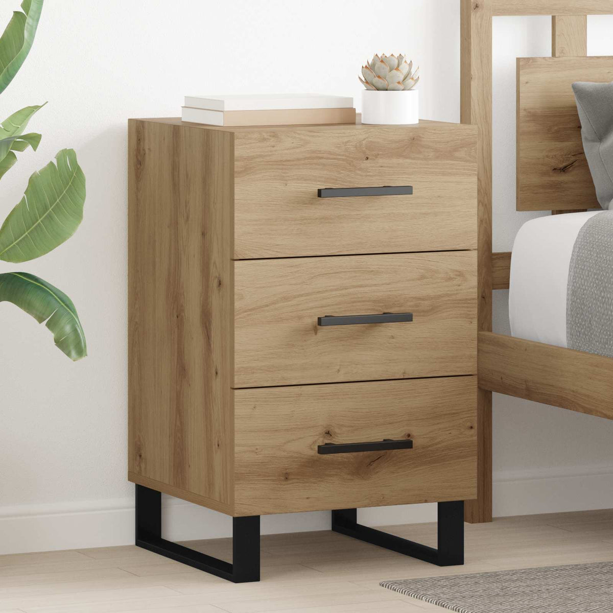 vidaXL Bedside Cabinet Artisan Oak 40 x 40 x 66 cm Engineered Wood