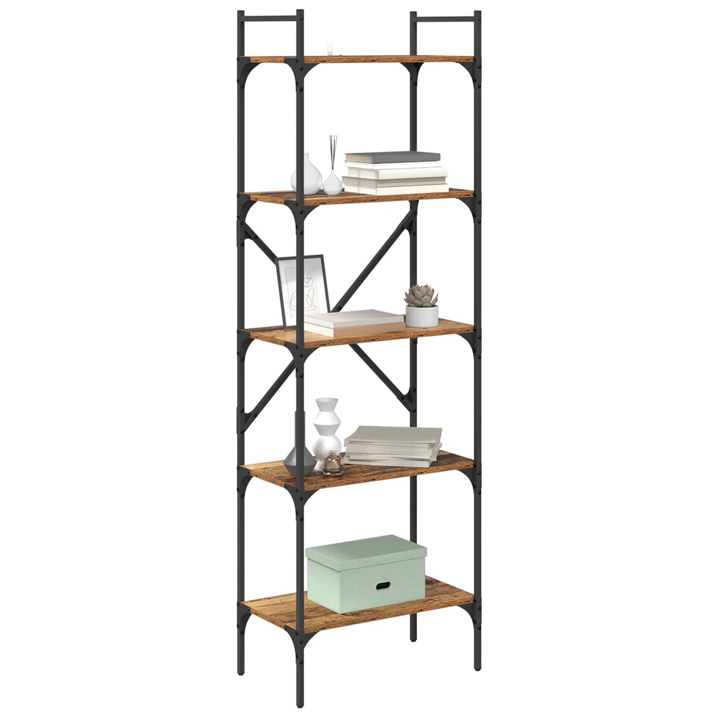 vidaXL Bookcase 5-Tier 56 x 32 x 174 cm Engineered Wood Old Wood