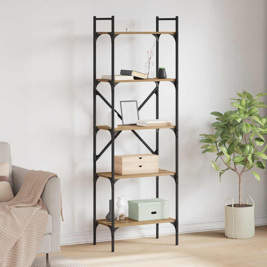 vidaXL Bookcase 5-Tier 56 x 32 x 174 cm Engineered Wood Artisan Oak