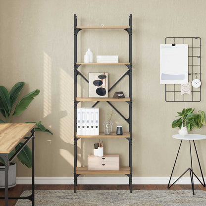 vidaXL Bookcase 5-Tier 56 x 32 x 174 cm Engineered Wood Artisan Oak