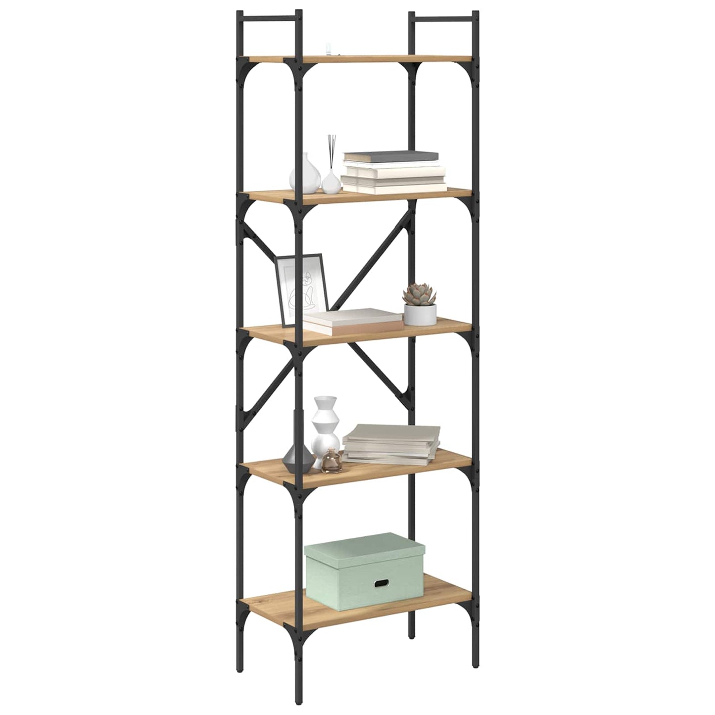 vidaXL Bookcase 5-Tier 56 x 32 x 174 cm Engineered Wood Artisan Oak