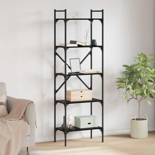 vidaXL Bookcase 5-Tier 56 x 32 x 174 cm Engineered Wood Black Oak