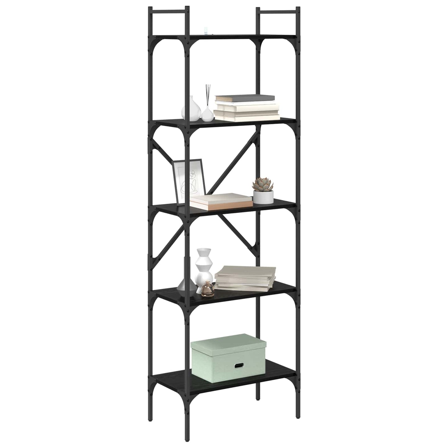 vidaXL Bookcase 5-Tier 56 x 32 x 174 cm Engineered Wood Black Oak