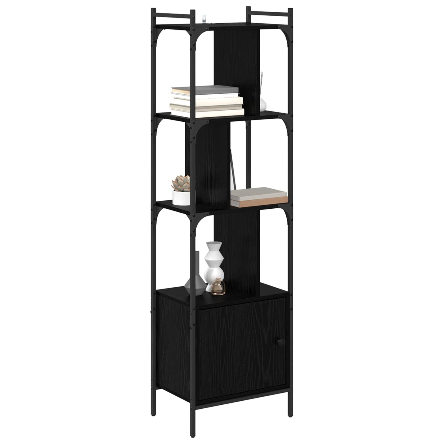 vidaXL Bookcase 6-Tier 44.5 x 30 x 154.5 cm Engineered Wood Black Oak
