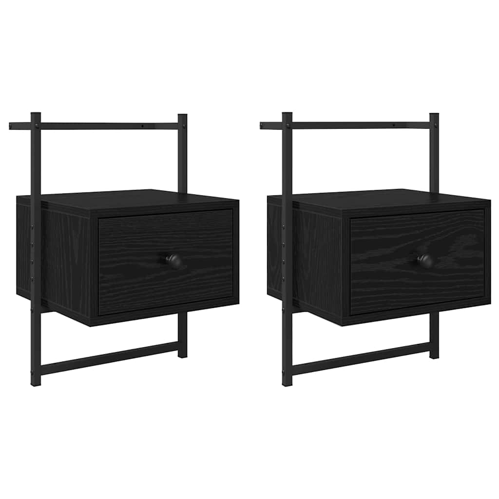 vidaXL Bedside Cabinet 2 pcs Black Oak 35 x 30 x 51 cm Engineered Wood