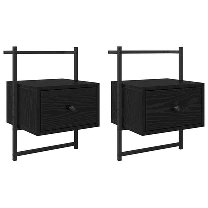 vidaXL Bedside Cabinet 2 pcs Black Oak 35 x 30 x 51 cm Engineered Wood
