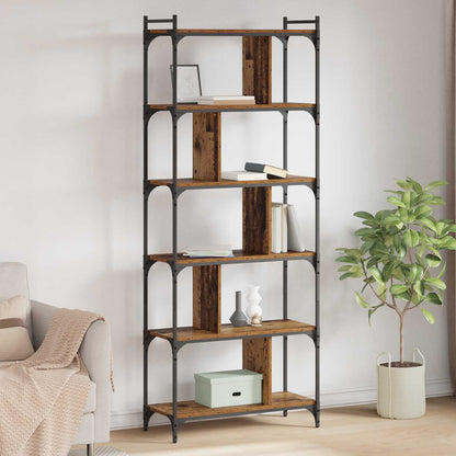 vidaXL Bookcase 5-Tier 76 x 32 x 192 cm Engineered Wood Old wood