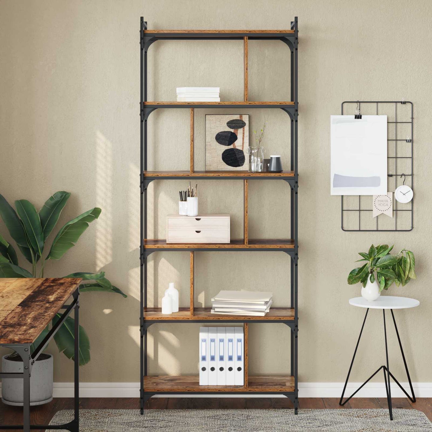 vidaXL Bookcase 5-Tier 76 x 32 x 192 cm Engineered Wood Old wood