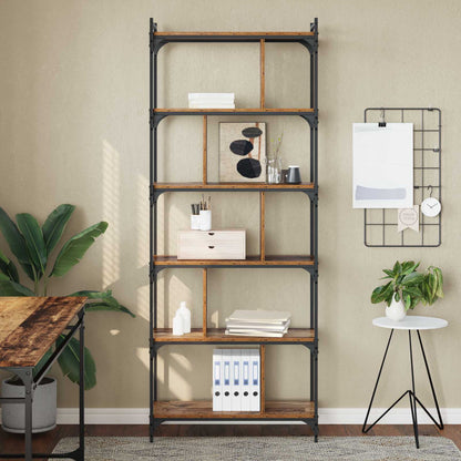 vidaXL Bookcase 5-Tier 76 x 32 x 192 cm Engineered Wood Old wood