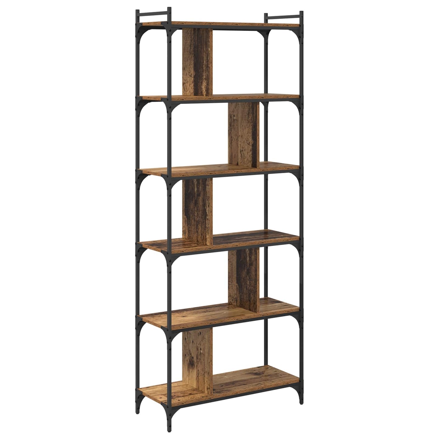 vidaXL Bookcase 5-Tier 76 x 32 x 192 cm Engineered Wood Old wood