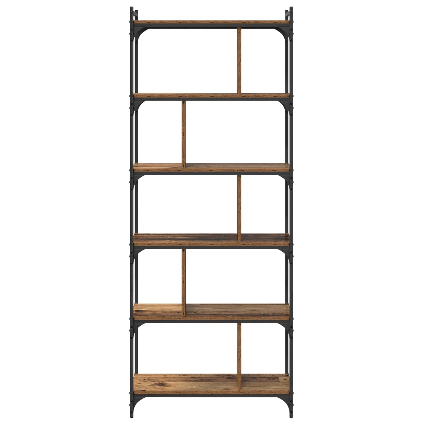 vidaXL Bookcase 5-Tier 76 x 32 x 192 cm Engineered Wood Old wood