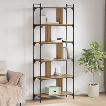 vidaXL Bookcase 5-Tier 76 x 32 x 192 cm Engineered Wood Artisan oak