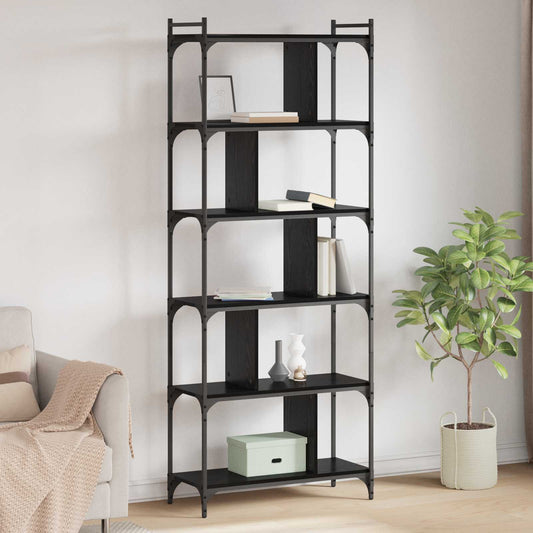 vidaXL Bookcase 5-Tier 76 x 32 x 192 cm Engineered Wood Black oak