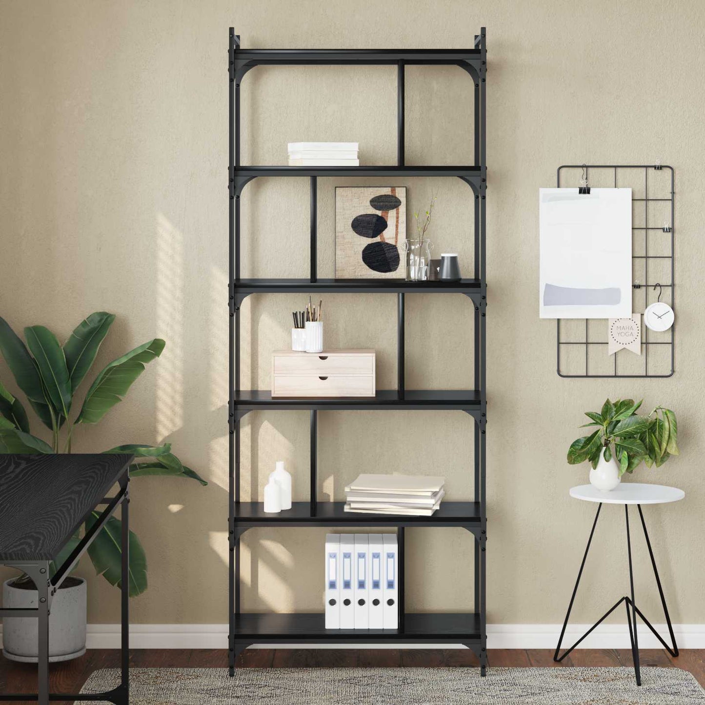vidaXL Bookcase 5-Tier 76 x 32 x 192 cm Engineered Wood Black oak
