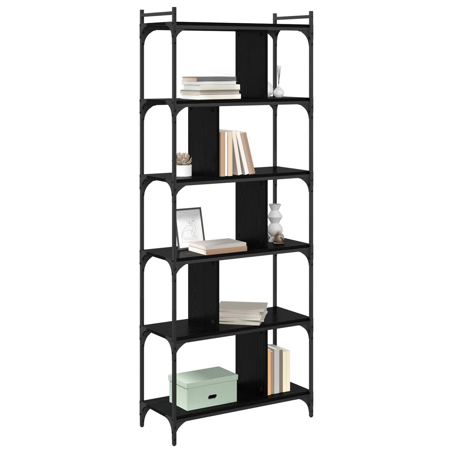 vidaXL Bookcase 5-Tier 76 x 32 x 192 cm Engineered Wood Black oak