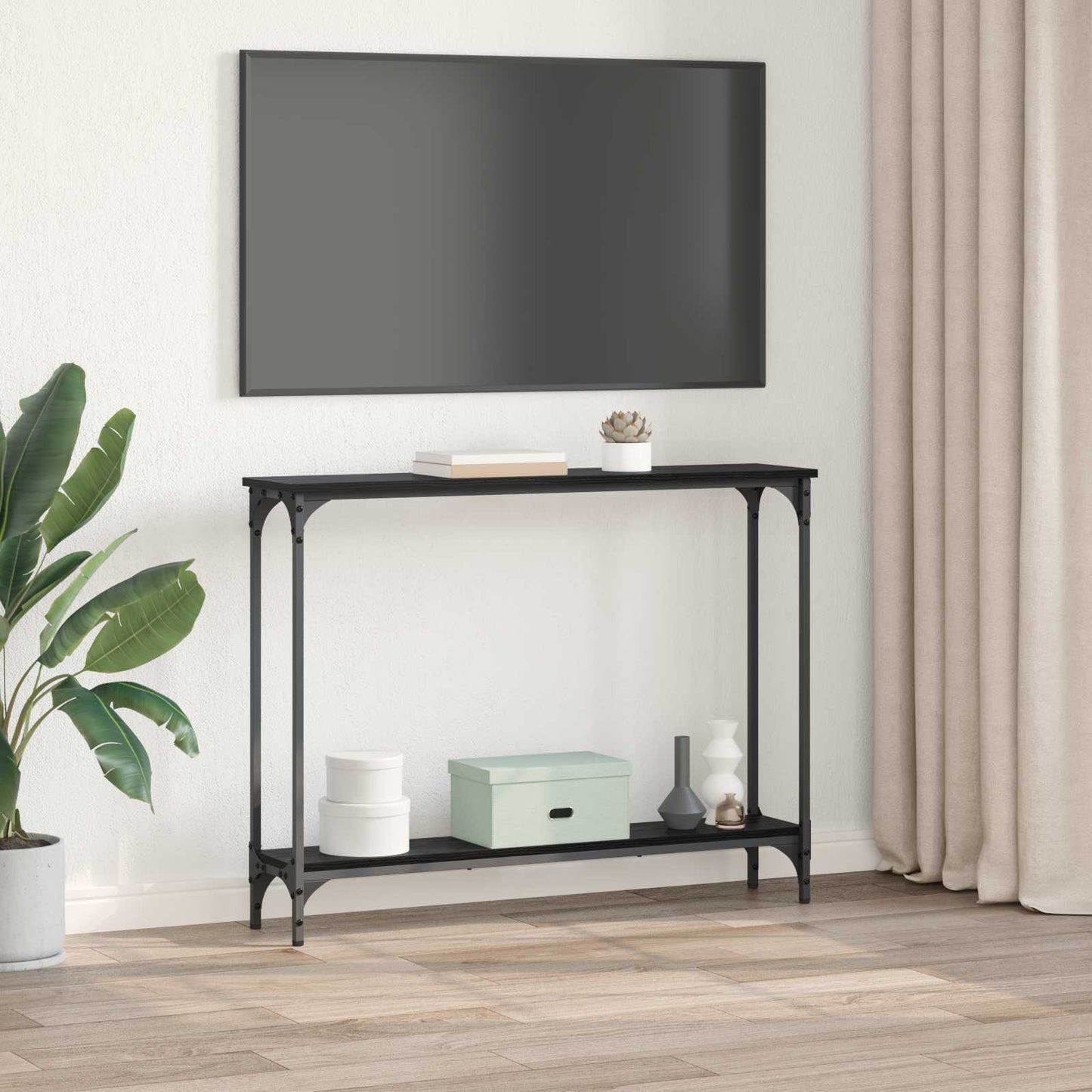vidaXL Console Table Black Oak 100 x 22.5 x 75 cm Engineered Wood