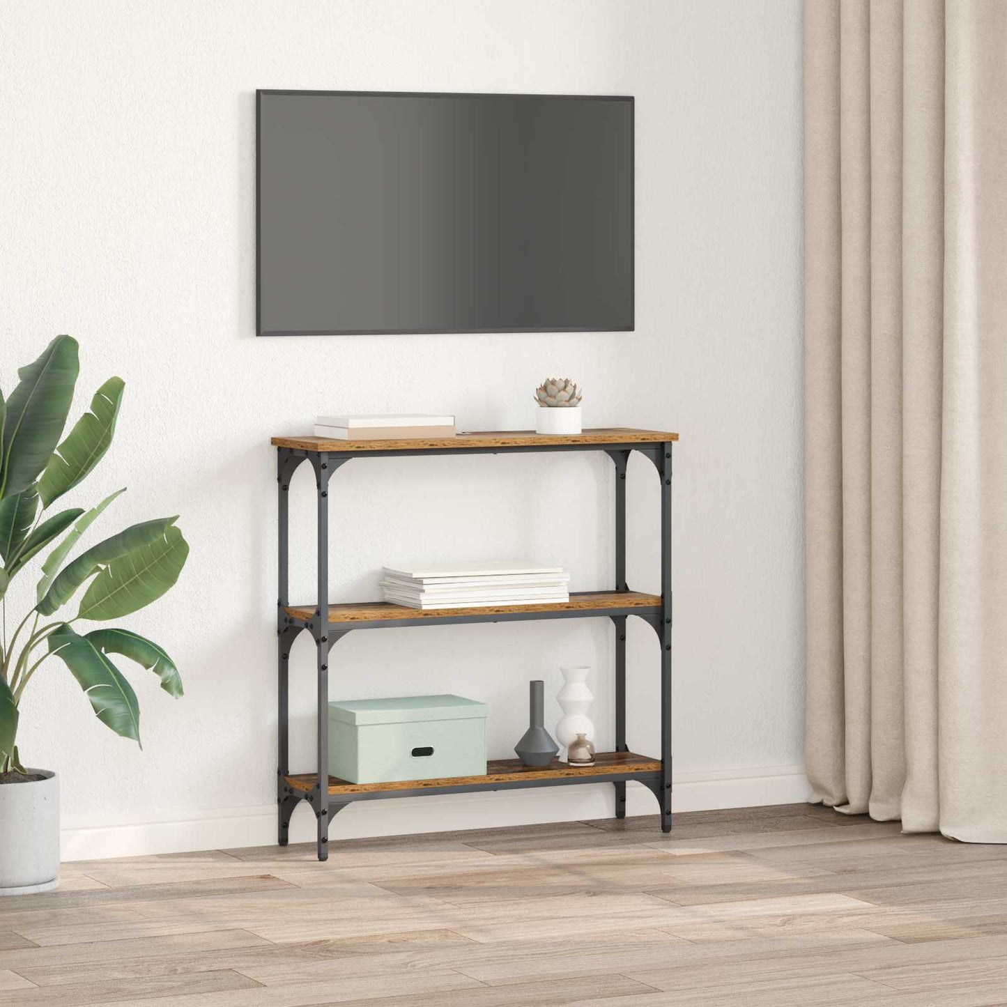 vidaXL Console Table Old Wood 75 x 22.5 x 75 cm Engineered Wood
