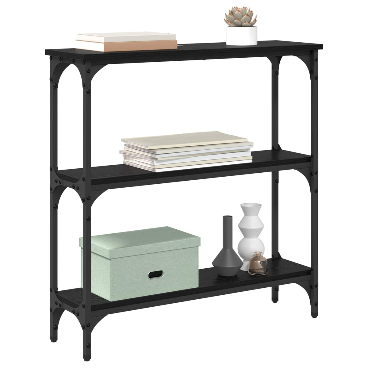 vidaXL Console Table Black Oak 75 x 22.5 x 75 cm Engineered Wood