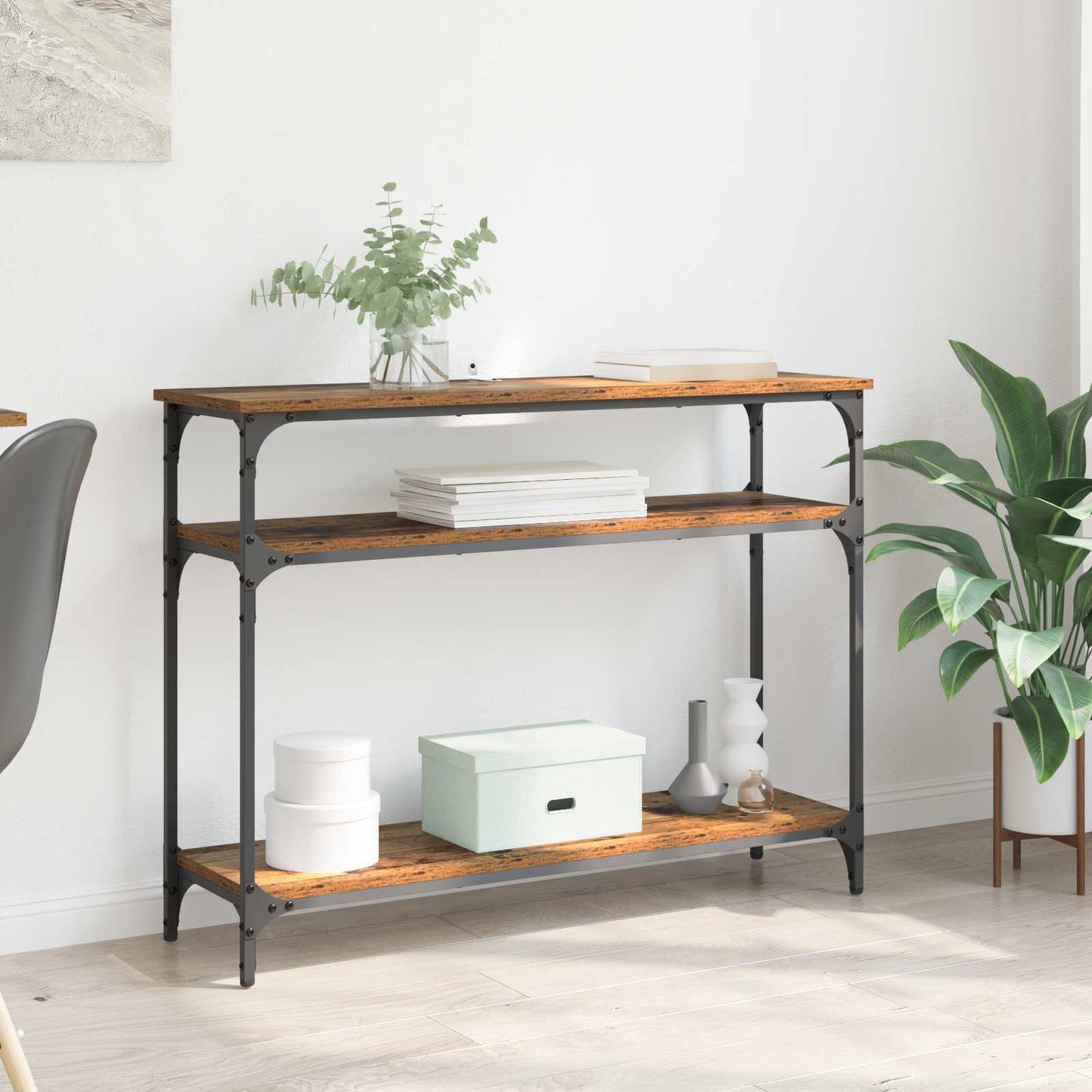 vidaXL Console Table Old Wood 100 x 29 x 75 cm Engineered Wood
