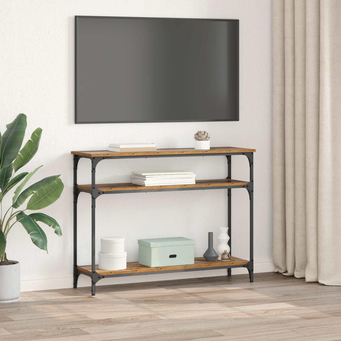 vidaXL Console Table Old Wood 100 x 29 x 75 cm Engineered Wood