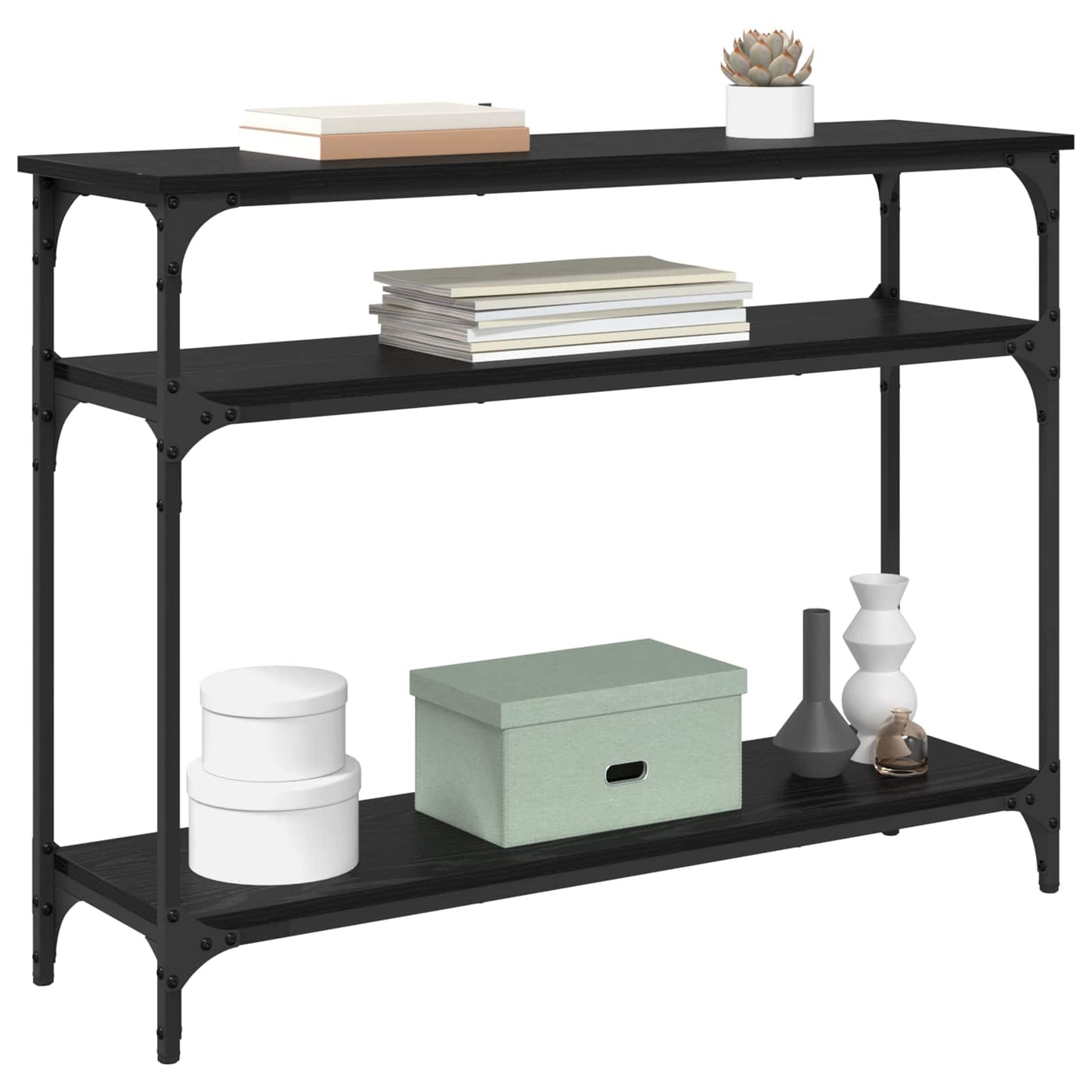 vidaXL Console Table Black Oak 100 x 29 x 75 cm Engineered Wood