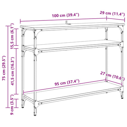 vidaXL Console Table Black Oak 100 x 29 x 75 cm Engineered Wood