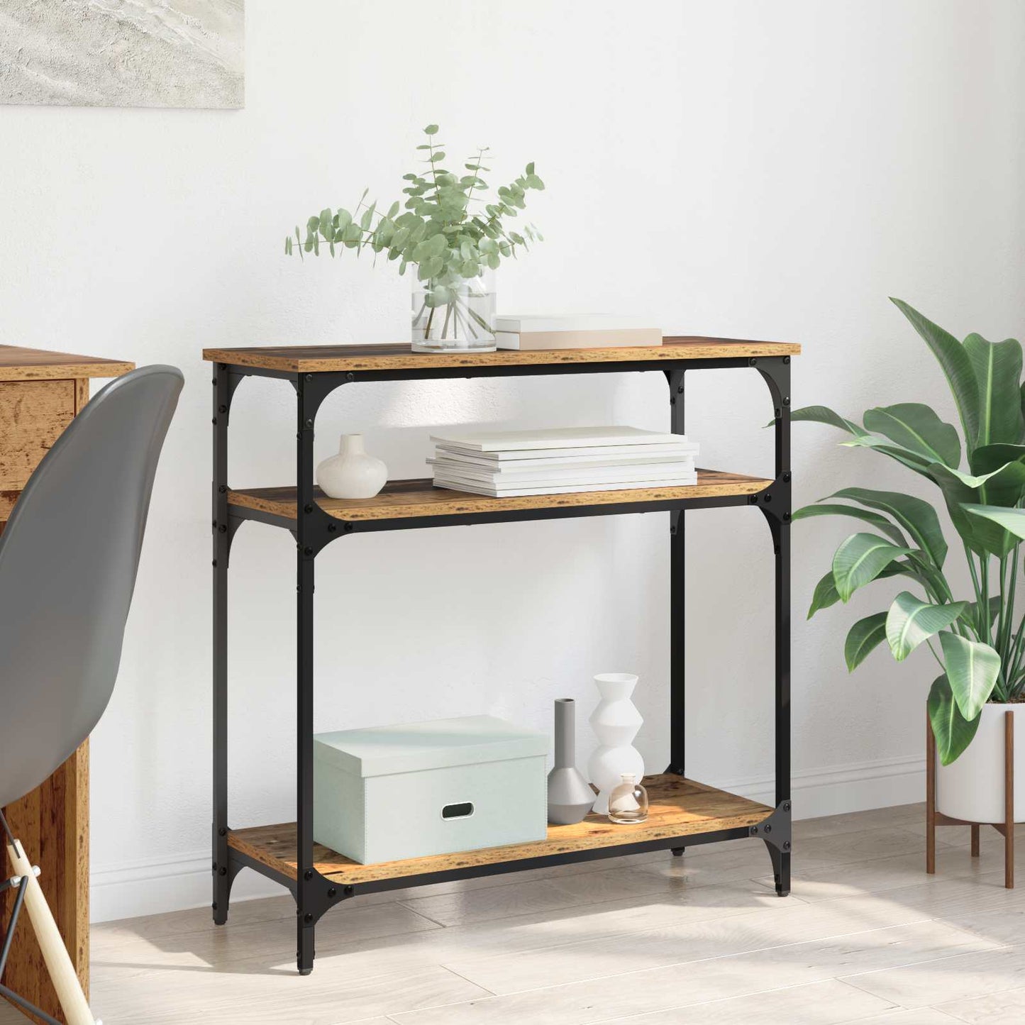 vidaXL Console Table Old Wood 75 x 29 x 75 cm Engineered Wood