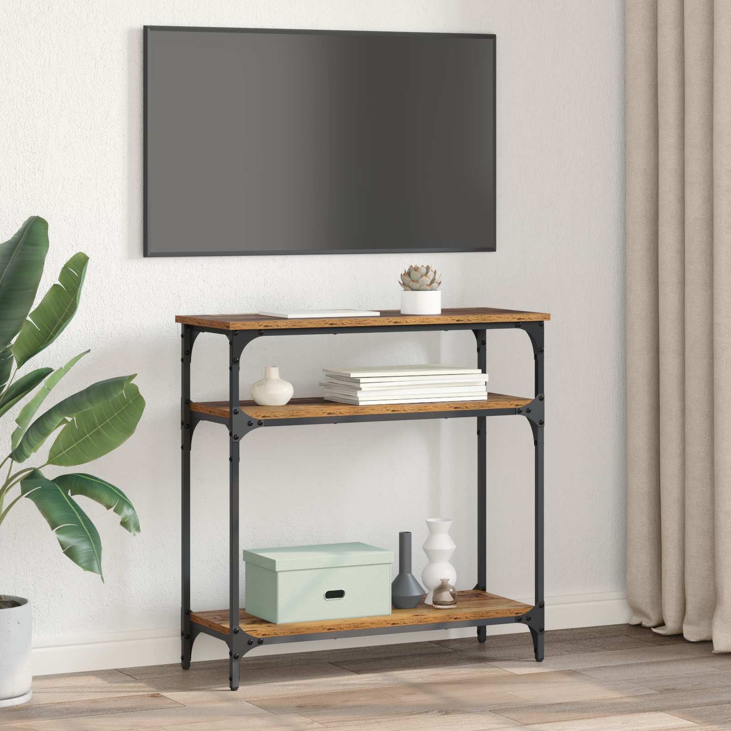 vidaXL Console Table Old Wood 75 x 29 x 75 cm Engineered Wood
