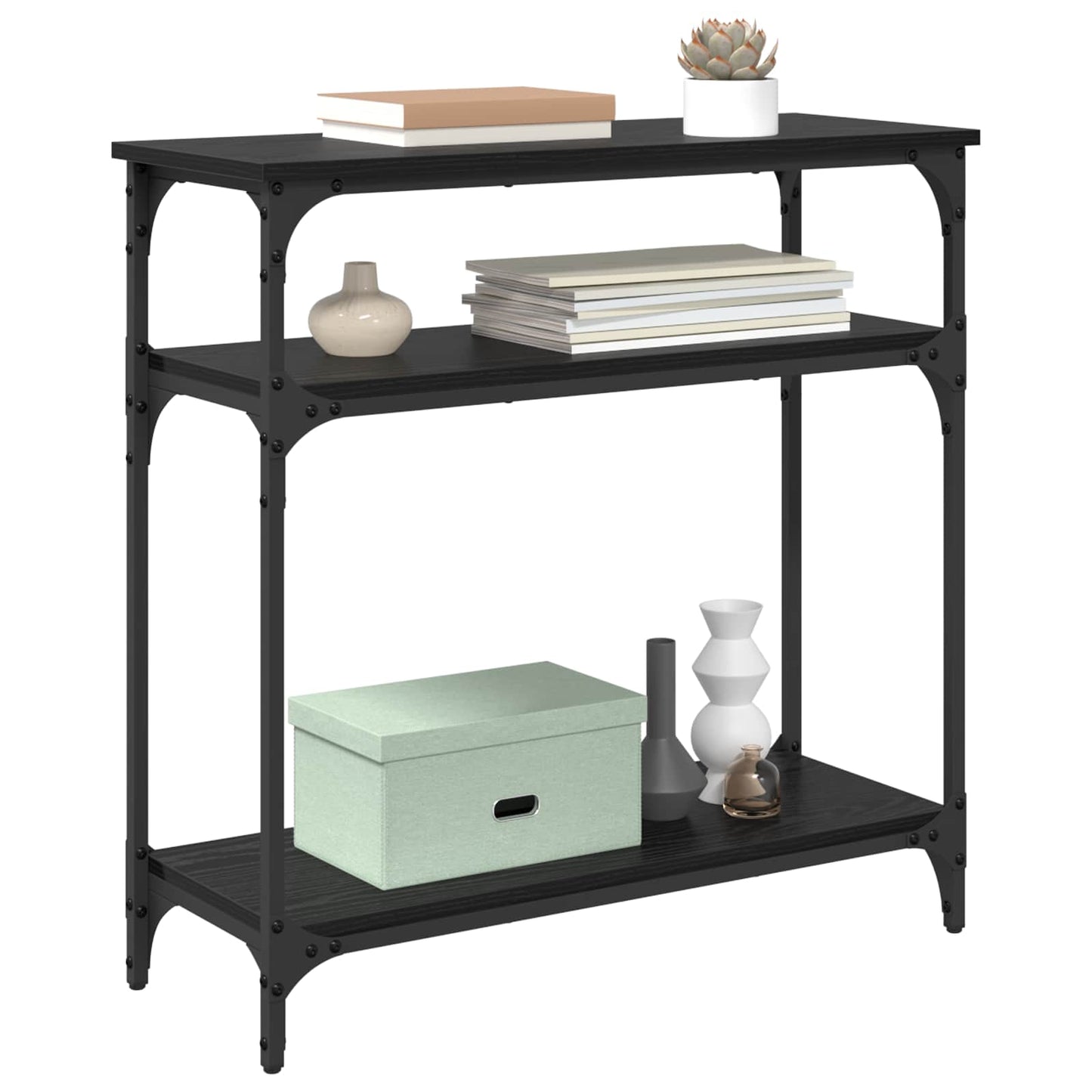 vidaXL Console Table Black Oak 75 x 29 x 75 cm Engineered Wood