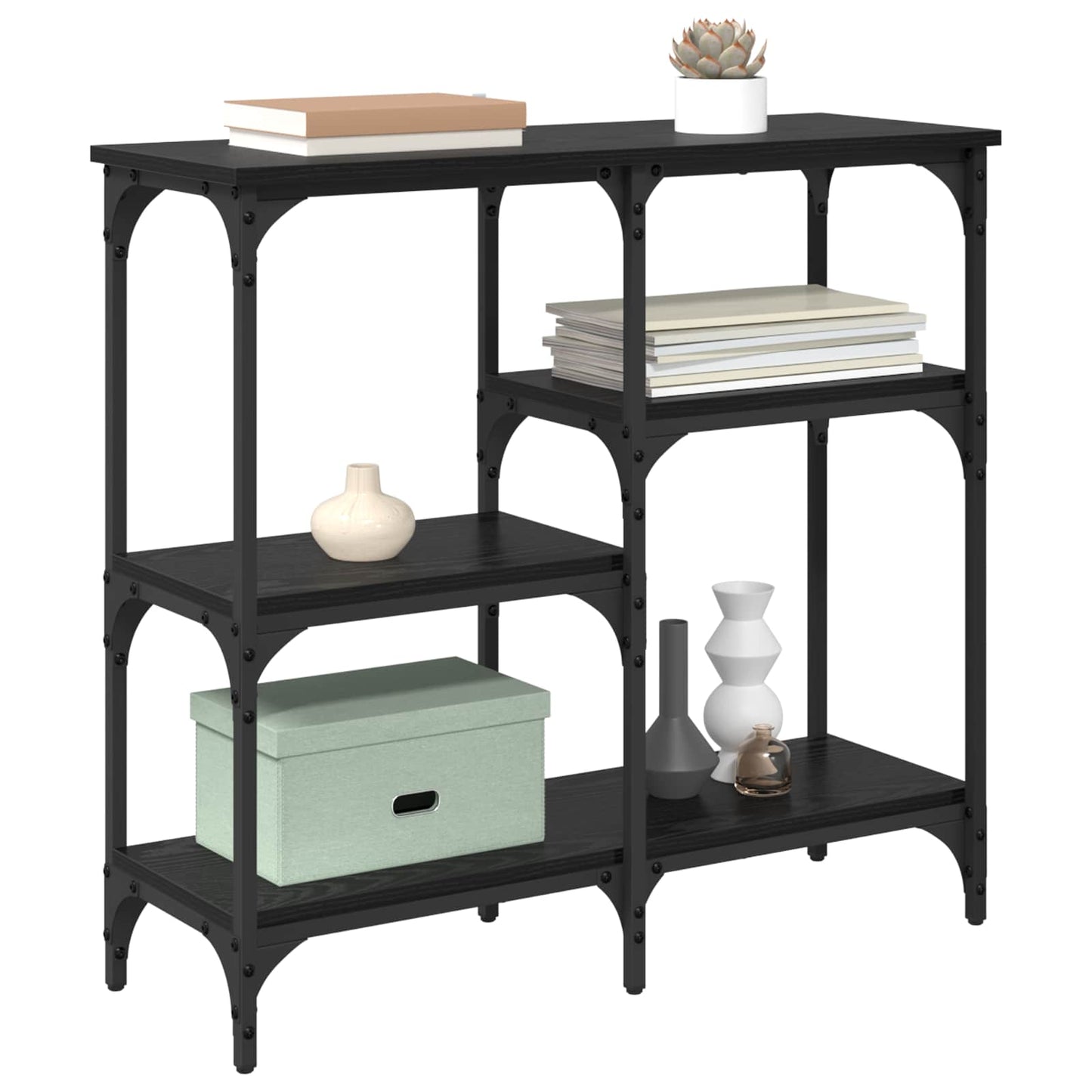 vidaXL Console Table Black Oak 80 x 29 x 75 cm Engineered Wood