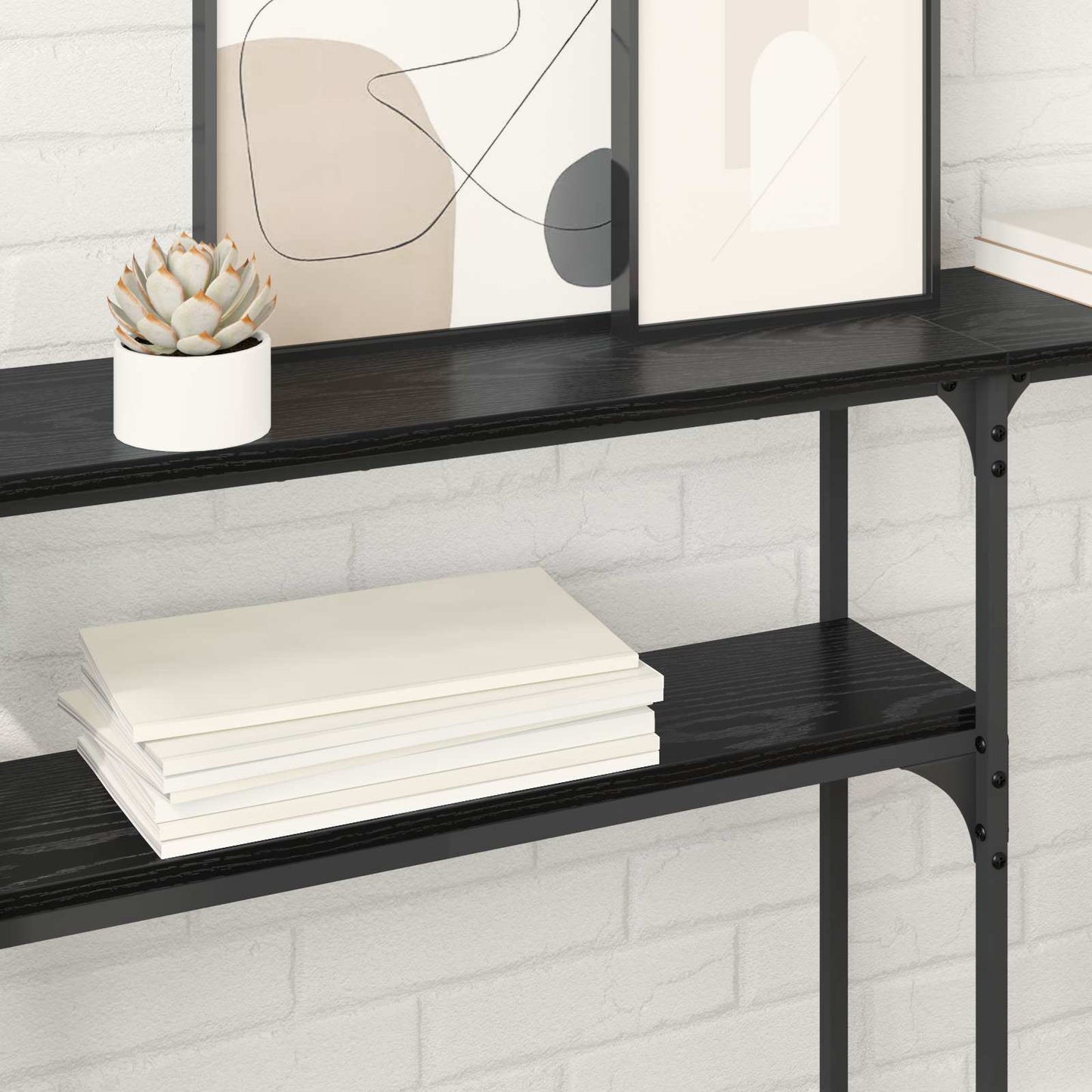 vidaXL ConsoleTable Black Oak 146 x 22.5 x 75 cm Engineered Wood