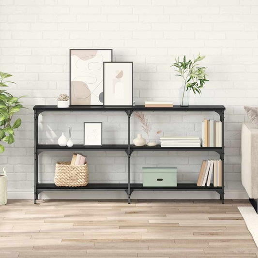 vidaXL Console Table Black Oak 150 x 29 x 75 cm