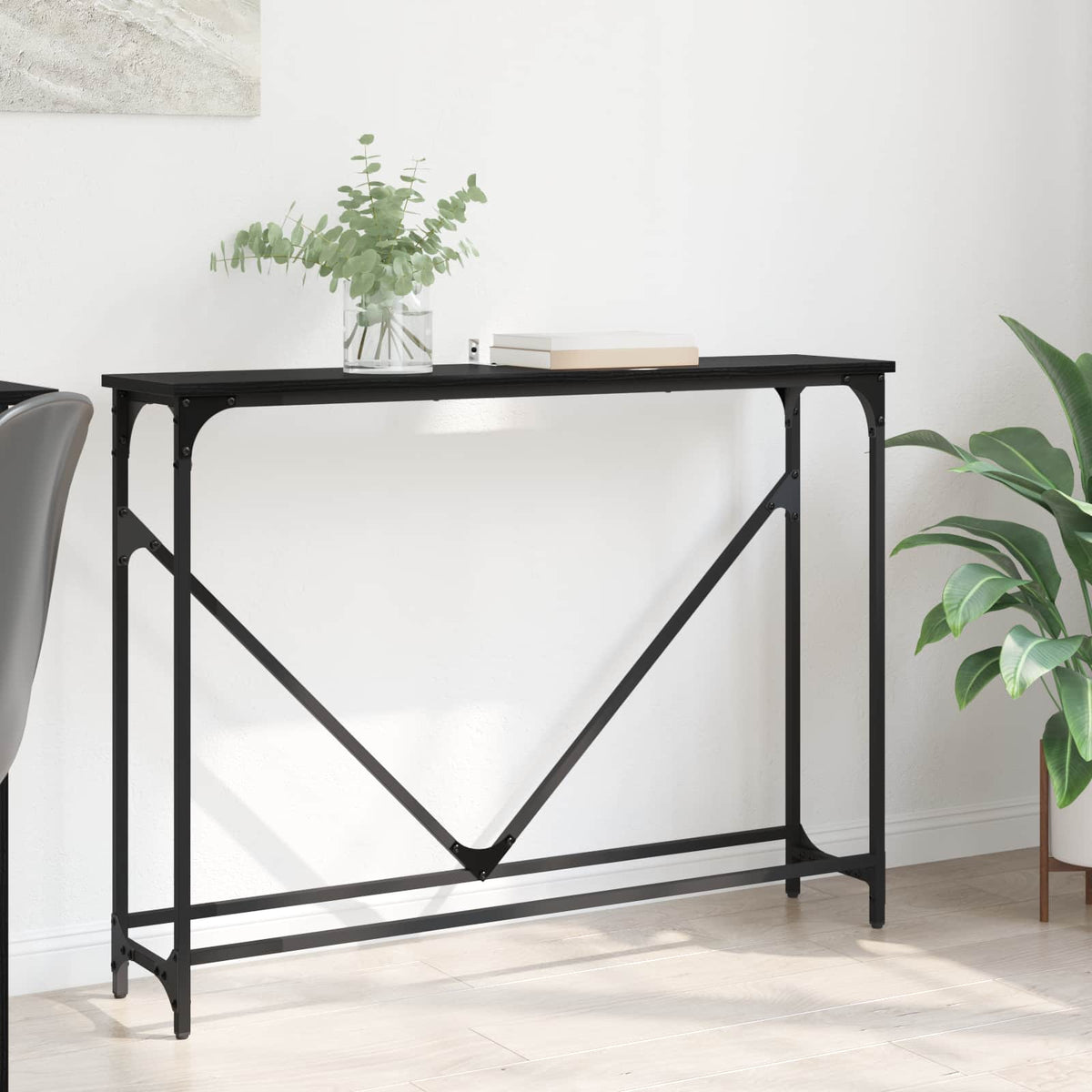 vidaXL Console Table Black Oak 102 x 23 x 75 cm Engineered Wood