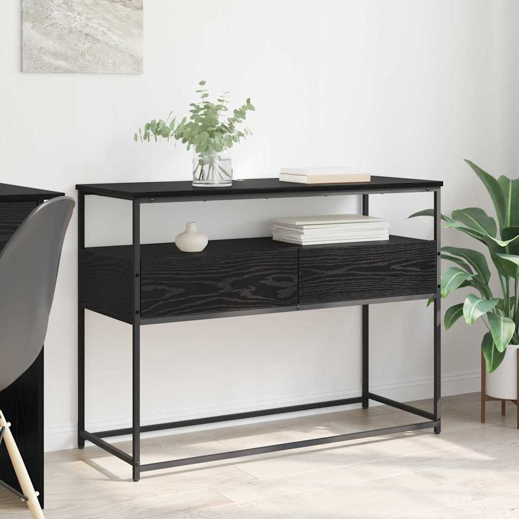 vidaXL Console Table Black Oak 100 x 40 x 75 cm Engineered Wood