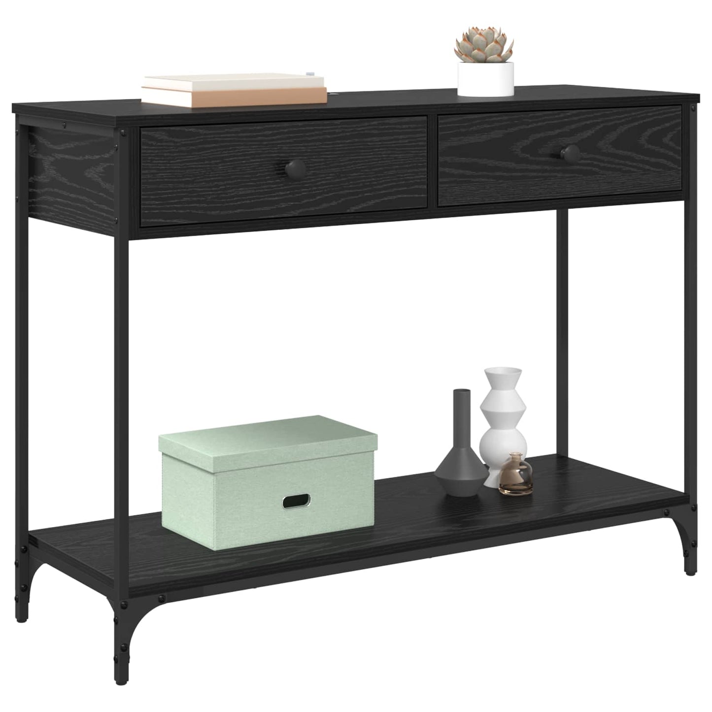 vidaXL Console Table Black Oak 100 x 34.5 x 75 cm Engineered Wood