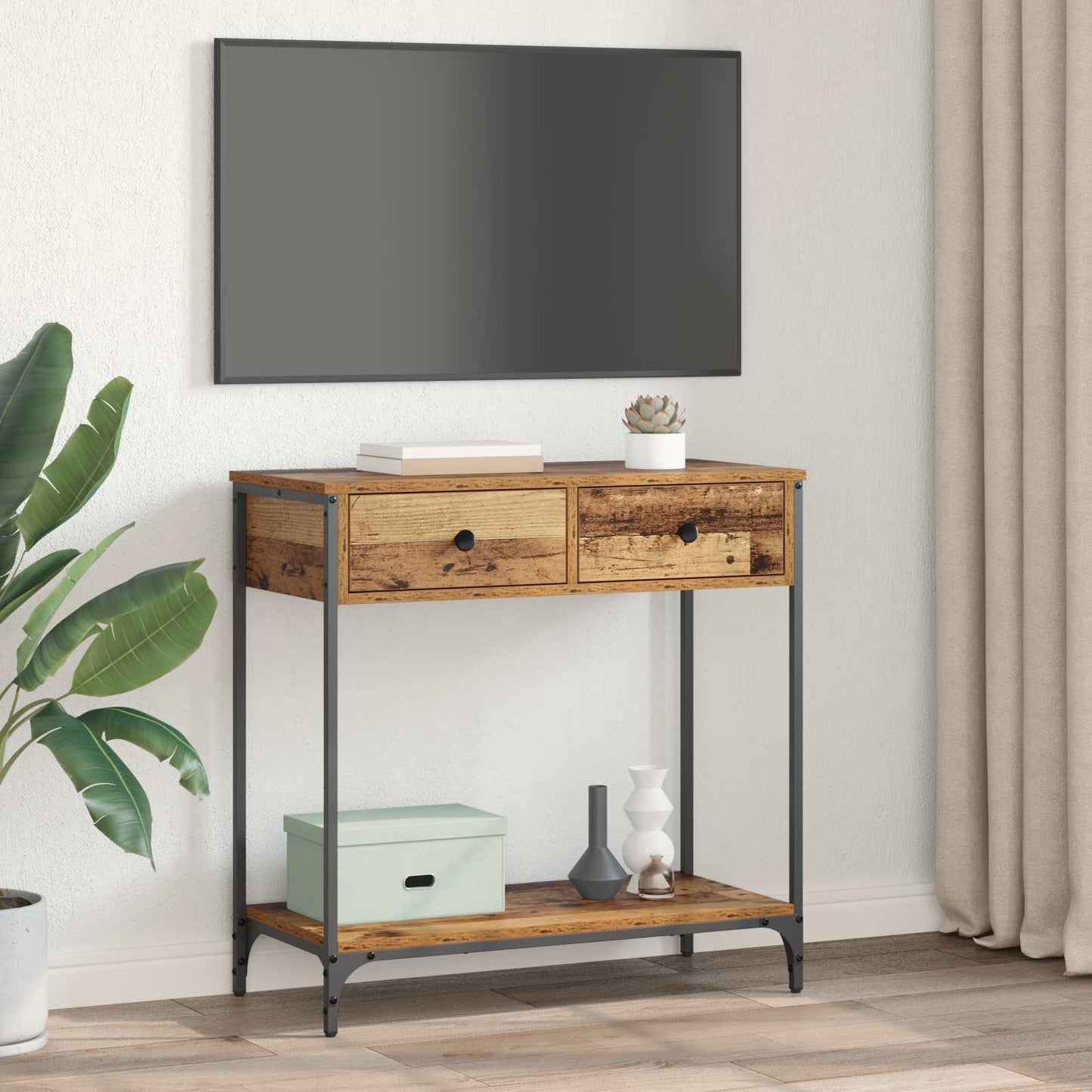 vidaXL Console Table Old Wood 75 x 34.5 x 75 cm Engineered Wood