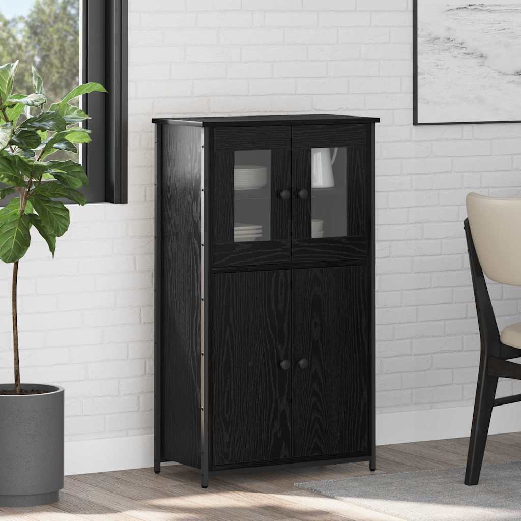 vidaXL Highboard Black Oak 62 x 32 x 106.5 cm Engineered Wood